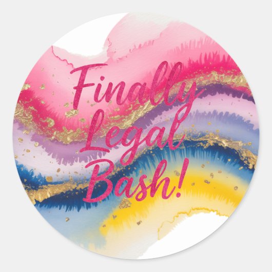 最終的に法的21st.水彩グリッター誕生日 ラウンドシール (正面)