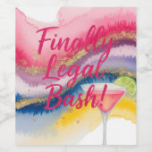 最終的に法的21st.水彩グリッター誕生日 ワインラベル (シングルラベル)