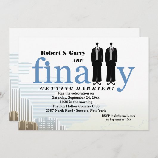 最終的に2着のタキシードの結婚式招待状 招待状 (正面/裏面)