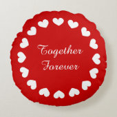 最近のためのパーソナライズで赤い円形のハートの枕は結婚します ラウンドクッション (正面)