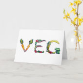 最近のベジタリアンまたはビーガンの挨拶状 カード (黄色い花)