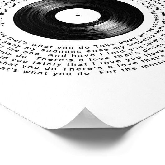 最近ビニールのレコード曲の歌詞を言った ポスター (角)