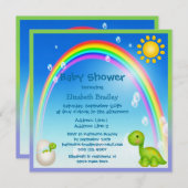 最近工夫された恐竜の虹のベビーシャワー 招待状 (正面/裏面)