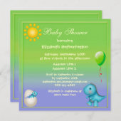 最近工夫された男の赤ちゃんの恐竜のベビーシャワー 招待状 (正面/裏面)