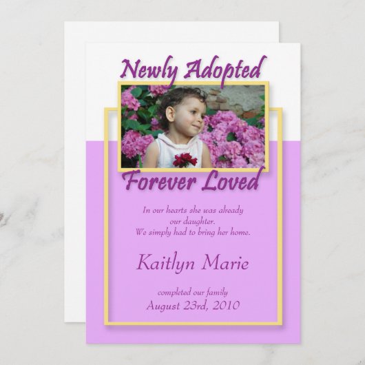 最近採用された、永久に愛された~の発表 案内状 (正面/裏面)