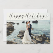 最近結婚したで幸せな休日の写真のエレガントな大理石 シーズンカード (正面)