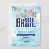 最高にイケてる奴のためのBRUH感満載のプールパーティ 招待状 (正面)