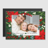 最高に幸せな休日。ポインセチア磁気フォトカード (正面/裏面)