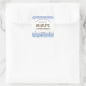 最高に幸せな休日。金ゴールド雪のクリスマス スクエアシール (バッグ)