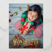 最高に楽しい子供の写真クリスマスカード 箔シーズンポストカード (正面)