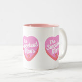 最高に甘いママは今までにピンクのキャンディハート ツートーンマグカップ (正面右)