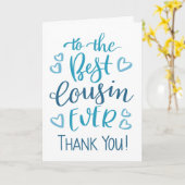 最高のいとこがブルーのタイポグラフィに感謝 カード (黄色い花)