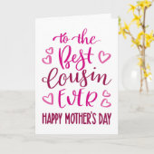 最高のいとこの母の日のタイポグラフィ カード (黄色い花)