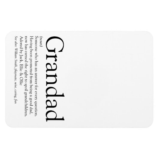 最高のおじいちゃんおじいちゃんパパの定義 マグネット (横)