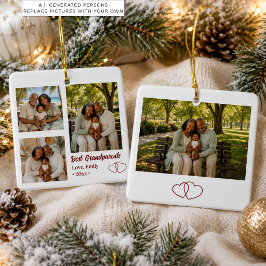 最高のおじいちゃんおばあちゃんの4枚のフォトコラージュ セラミックオーナメント
