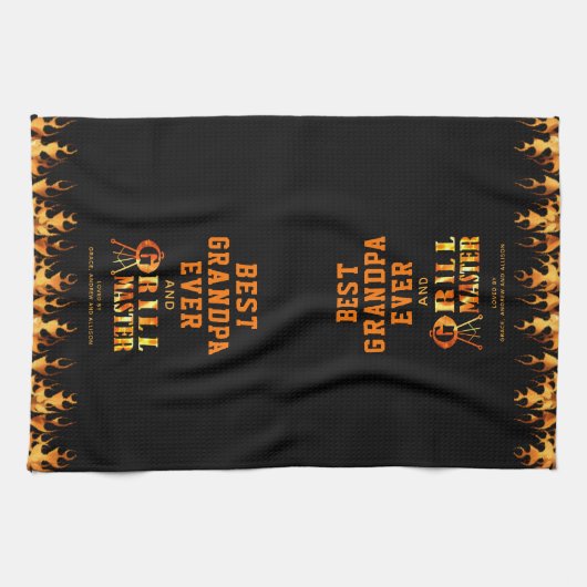 最高のおじいちゃんパーソナライズされた キッチンタオル (横)