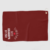 最高のおじいちゃんパー名ハートブルゴーニュ ゴルフタオル (横)