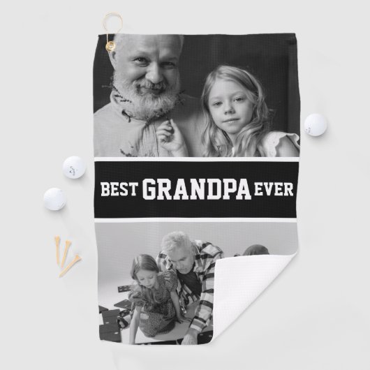 最高のおじいちゃん写真クリスマス父の日 ゴルフタオル (インサイチュ)