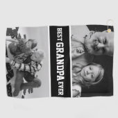 最高のおじいちゃん写真クリスマス父の日 ゴルフタオル (横)