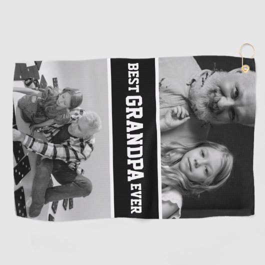 最高のおじいちゃん写真クリスマス父の日 ゴルフタオル (横)