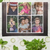 最高のおじいちゃん家族Keepsake Wood 6 Photo Collage キッチンタオル (折り畳み)