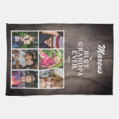 最高のおじいちゃん家族Keepsake Wood 6 Photo Collage キッチンタオル (横)