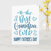 最高のおじいちゃん永遠の父の日タイポグラフィイン・ブルー カード (黄色い花)