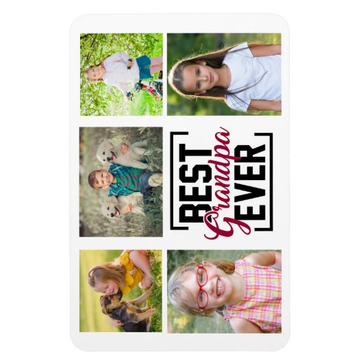 最高のおじいちゃん5孫コラージュ マグネット (縦)