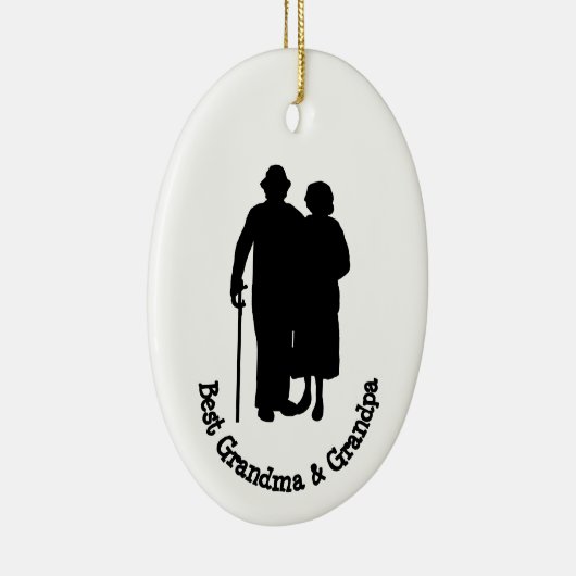 最高のおじいちゃん&おばあちゃんシルエットオーナメント セラミックオーナメント (右)