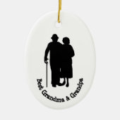 最高のおじいちゃん&おばあちゃんシルエットオーナメント セラミックオーナメント (正面)