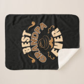 最高のおじいちゃん – 帽子とパイプイラストレーション シェルパブランケット (正面(横))