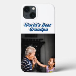 最高のおじいちゃん 海の青い文字の写真 iPhone 13ケース