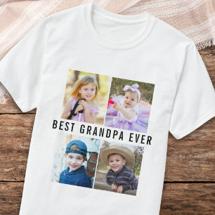 最高のおじいちゃん 4枚の写真コラージュ Tシャツ