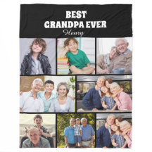 最高のおじいちゃん 8枚フォトコラージュ シックブラック
