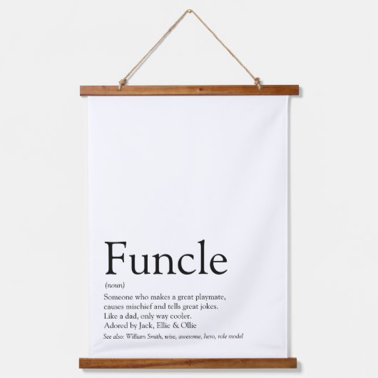 最高のおじ・Funcle・モダン定義 吊り下げ型タペストリー (正面)