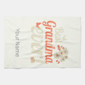 最高のおばあちゃんおばあちゃんヴィンテージおばあちゃん キッチンタオル (横)