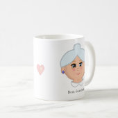 最高のおばあちゃんと編集可能なハート コーヒーマグカップ (正面右)