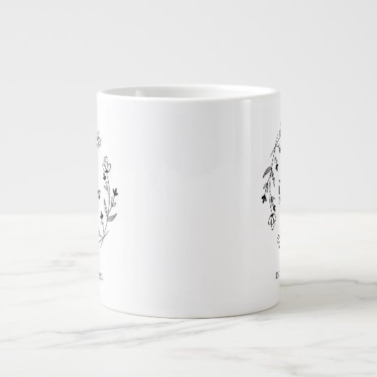 最高のおばあちゃんエバーファミリーフローラリースイヤーブラック ジャンボコーヒーマグカップ (正面)