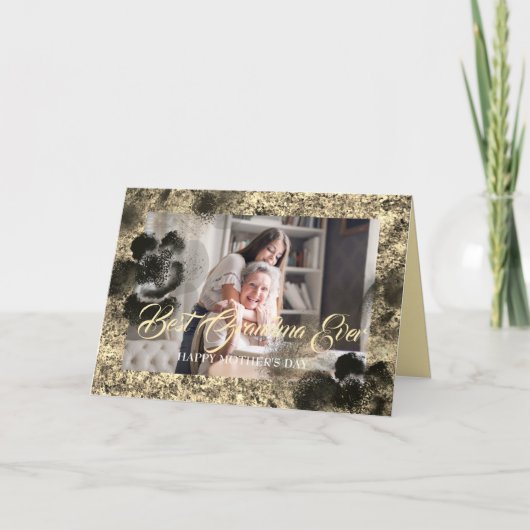 最高のおばあちゃんカスタムは母の日の写真ゴールデン カード (正面)