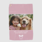 最高のおばあちゃんパーおもしろいおもしろいカスタムフォトピンク ゴルフタオル (正面)