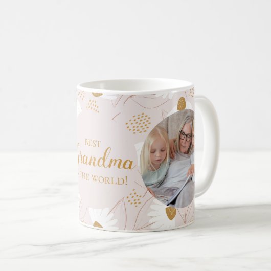 最高のおばあちゃんマグ、デイジーフローラおばあちゃんギフト コーヒーマグカップ (正面右)