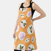 最高のおばあちゃん今までオレンジ色のピンクの花柄 エプロン (インサイチュ)