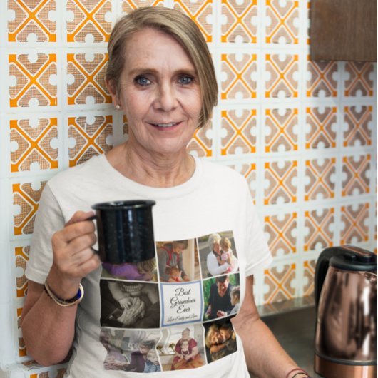 最高のおばあちゃん写真コラージュカスタム文字白 Tシャツ