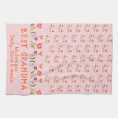 最高のおばあちゃん夏花パターンスケッチ キッチンタオル (横)