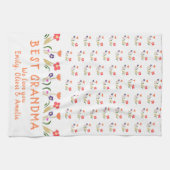 最高のおばあちゃん夏花パターンスケッチ キッチンタオル (横)