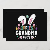 最高のおばあちゃん永遠のママ家族イースターバニー卵 招待状 (正面/裏面)