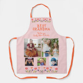 最高のおばあちゃん花ピンク5フォトコラージュキープサケ エプロン (正面)