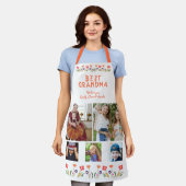 最高のおばあちゃん花5 Photo Collage Keepsake エプロン (着用した状態)