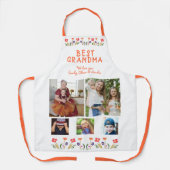 最高のおばあちゃん花5 Photo Collage Keepsake エプロン (正面)
