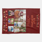 最高のおばあちゃん花5 Photo Collage Keepsake キッチンタオル (横)